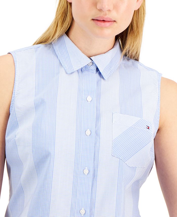 Tommy Hilfiger Cotton Cooper Check Sleeveless Shirt & Reviews - Tops ...