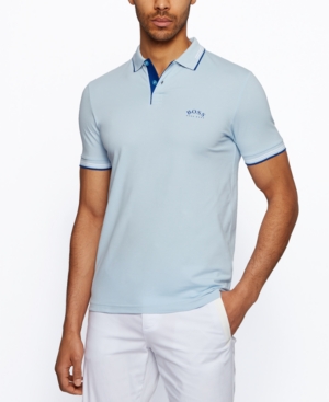 Hugo Boss Boss Men's Stretch-pique Slim-fit Polo Shirt In Open Blue