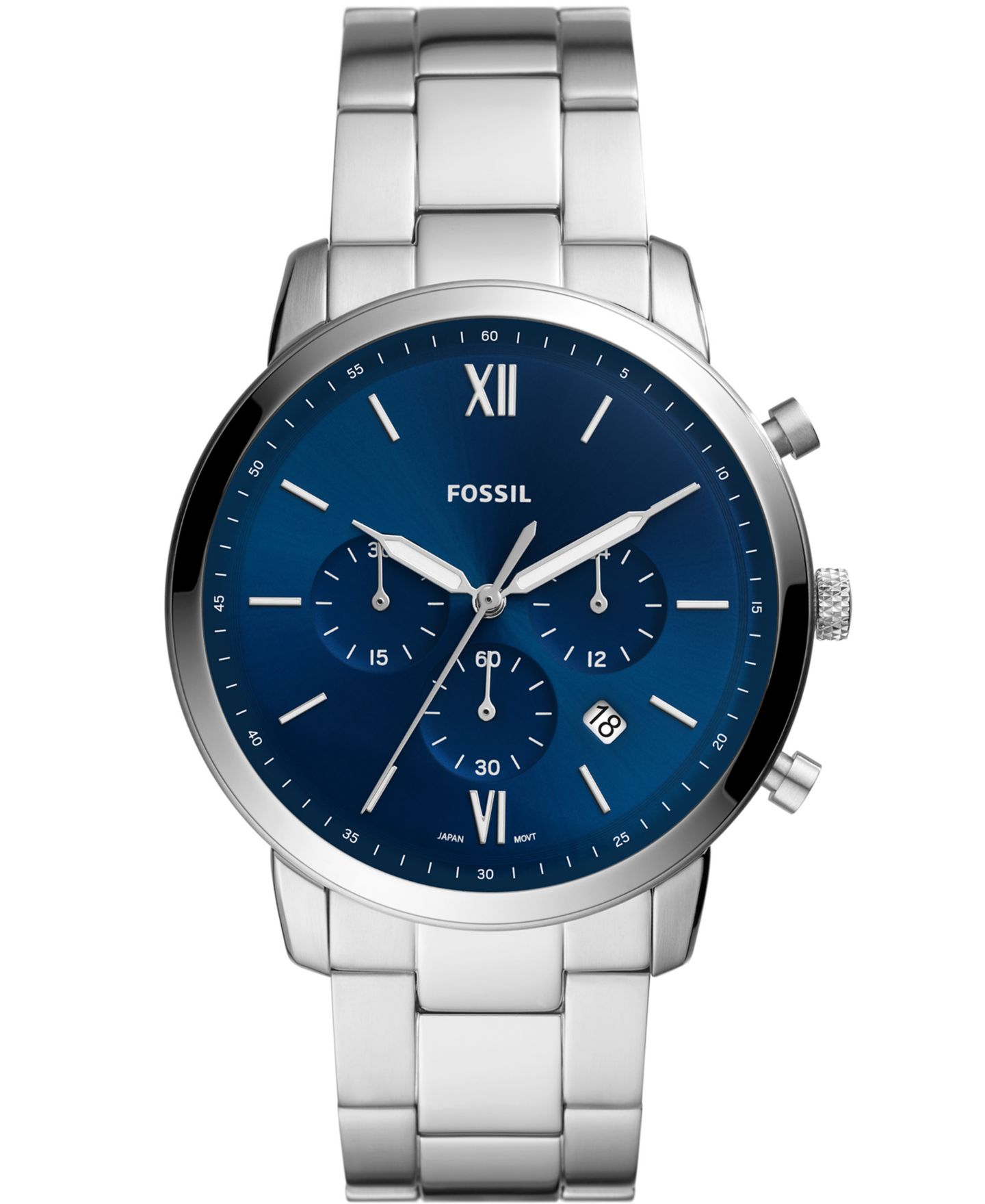 Мужские часы Fossil Neutra Silver-Tone Bracelet Watch 44mm — фото 1