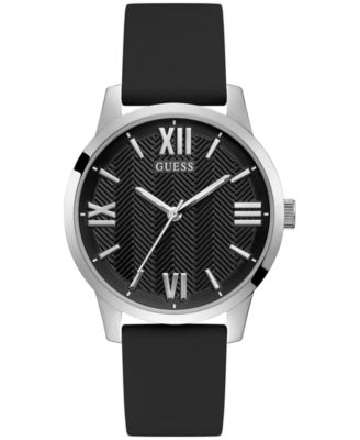 GUESS - Men's Black Silicone Strap Watch 42mm
