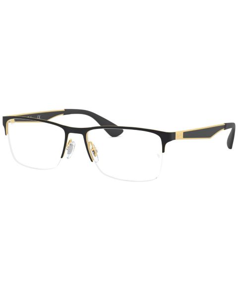 Очки Ray-Ban Unisex Rectangle Metal RB6335 Optics Eyeglasses, цвет: Золотой чёрный