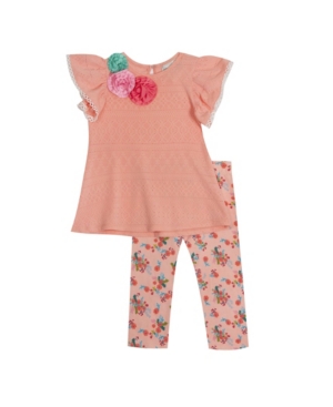 Rare Editions Little Girls 2 Piece Knit Floral Legging Set