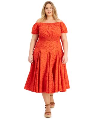 INC International Concepts Plus Size Off The Shoulder Smocked Dress Created for Macy s Macy s