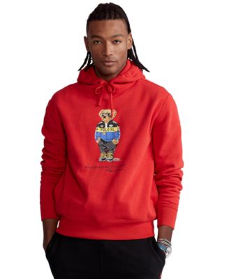 mens polo hoodie with bear