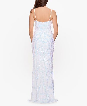 Betsy & Adam Women's Sequinned Gown White Size 8
