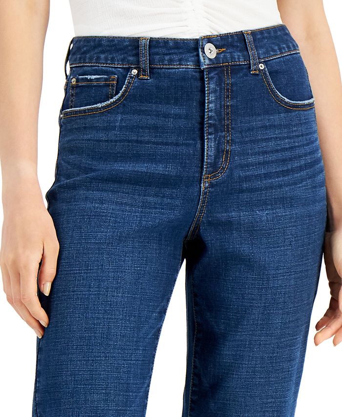 black cropped straight leg jeans