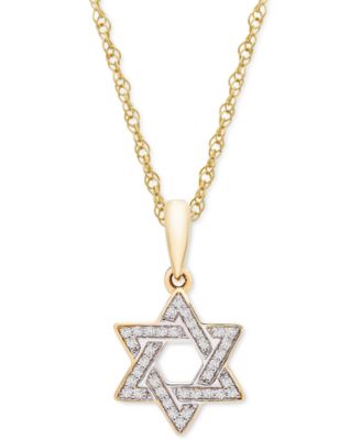 Diamond Star of David 18" Pendant Necklace (1/10 ct. t.w.) in 10k White or Yellow Gold, Created for Macy's