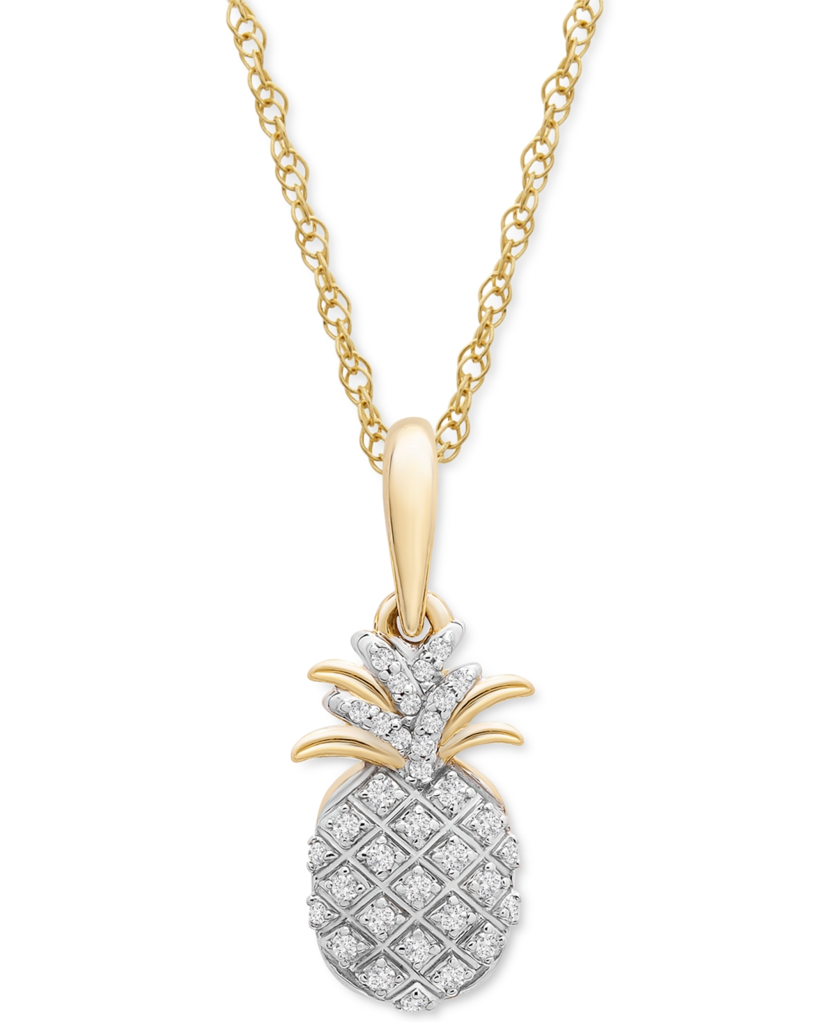 Diamond Pineapple 18" Pendant Necklace (1/10 ct. t.w.) in 10k Gold - Yellow Gold