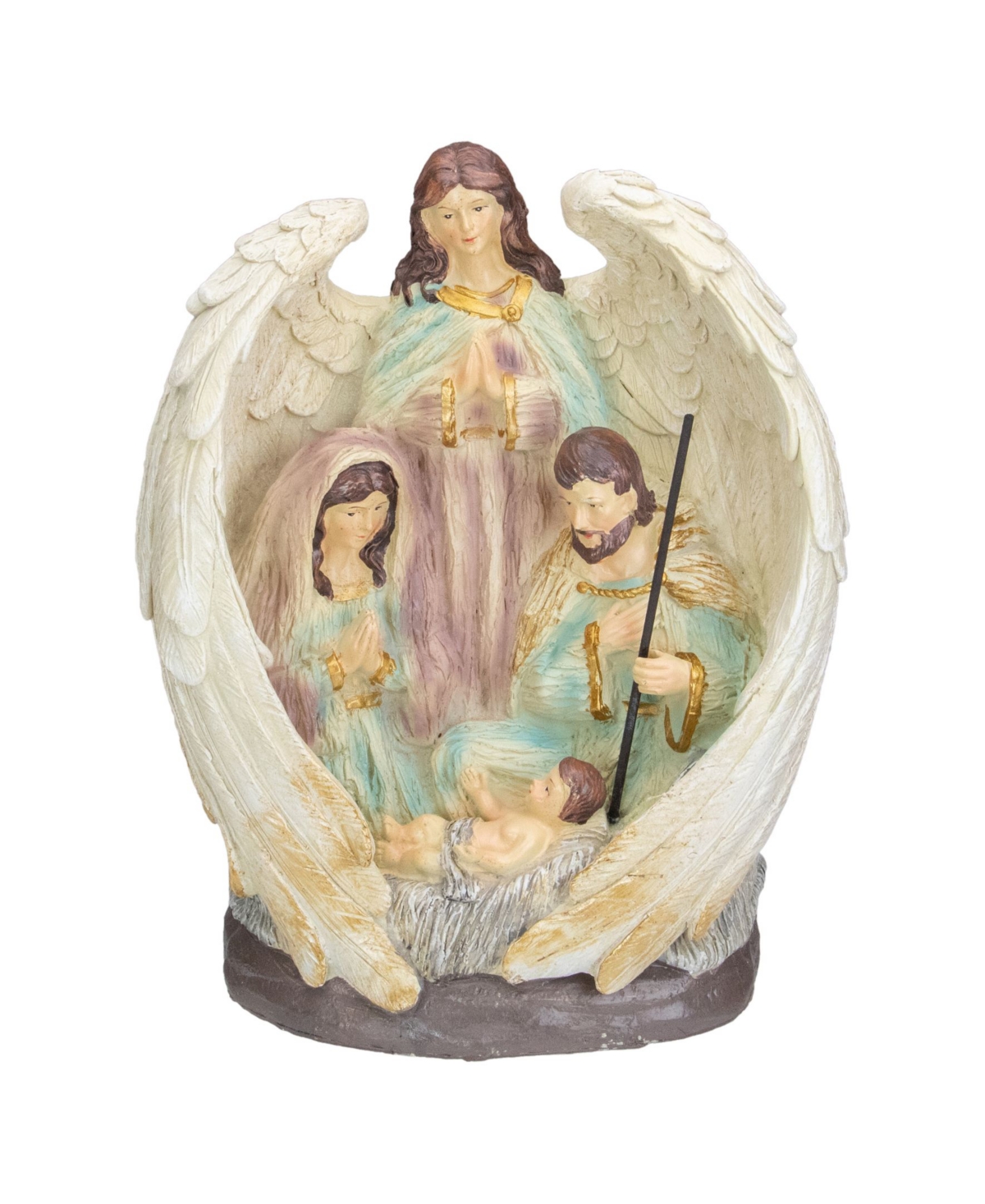 11.25" Holy Family and Angel Christmas Nativity Table Decoration - Silver