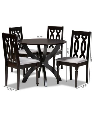 Mona Modern and Contemporary Fabric Upholstered 5 Piece Dining Set