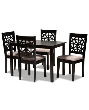 Baxton Studio Jackson Modern And Contemporary Fabric Upholstered 5 Piece Dining Set In Sand