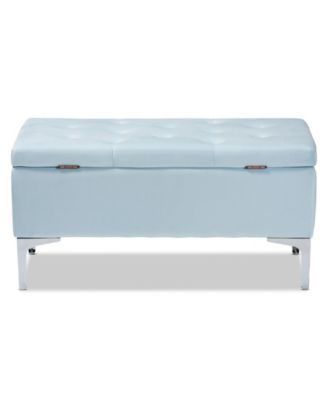 Mabel Modern and Contemporary Transitional Velvet Fabric Upholstered Storage Ottoman