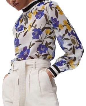 French Connection ELOISE FLORAL-PRINT CRINKLE TOP