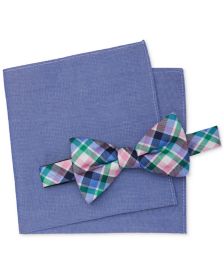 Men's Multi-Check and Oxford Solid Pocket Square and Bowtie 