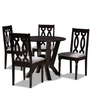 Baxton Studio Tricia Modern And Contemporary Fabric Upholstered 5 Piece Dining Set In Gray