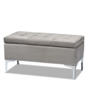 Baxton Studio Mabel Modern And Contemporary Transitional Velvet Fabric Upholstered Storage Ottoman In Gray