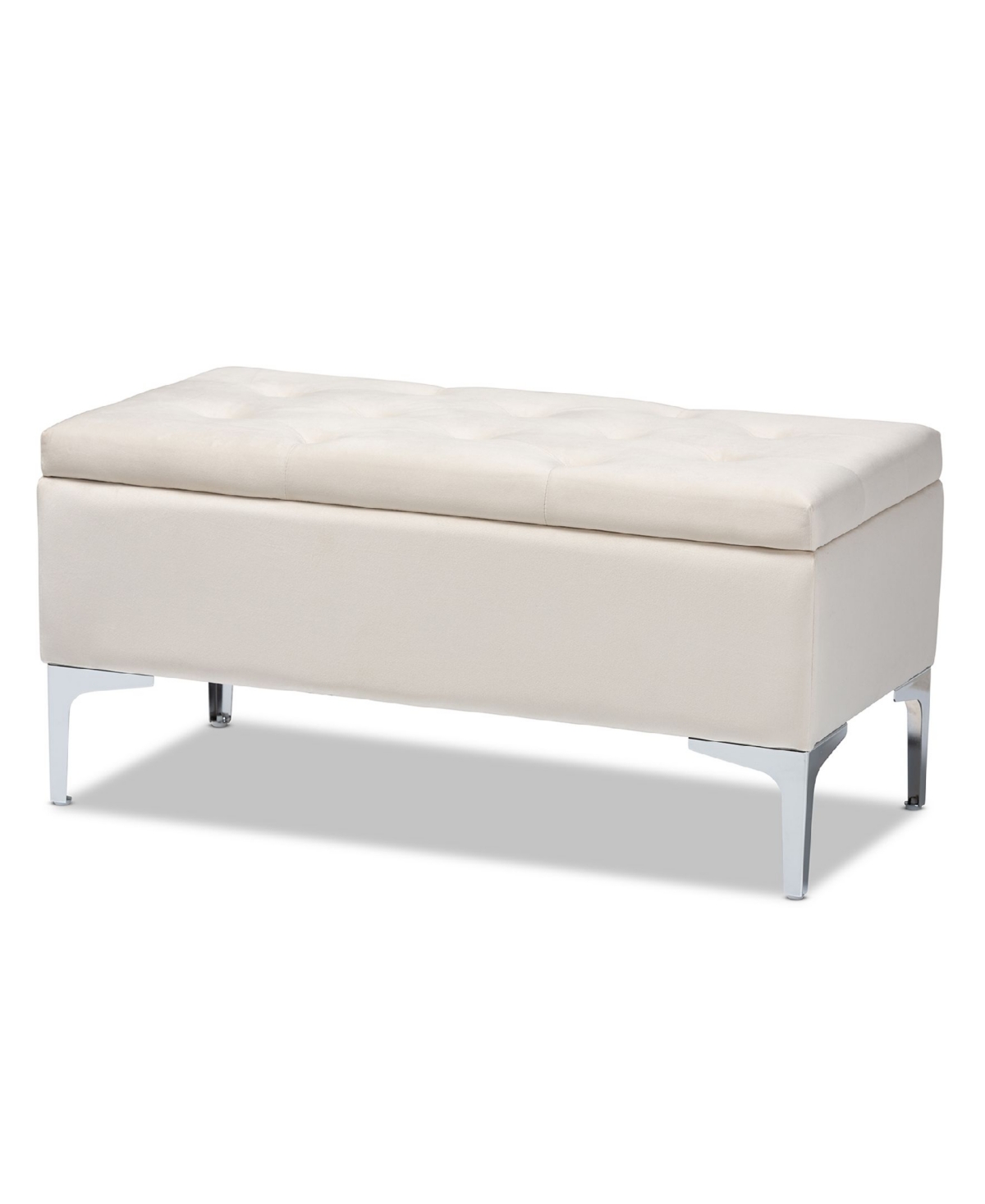 Mabel Modern and Contemporary Transitional Velvet Fabric Upholstered Storage Ottoman