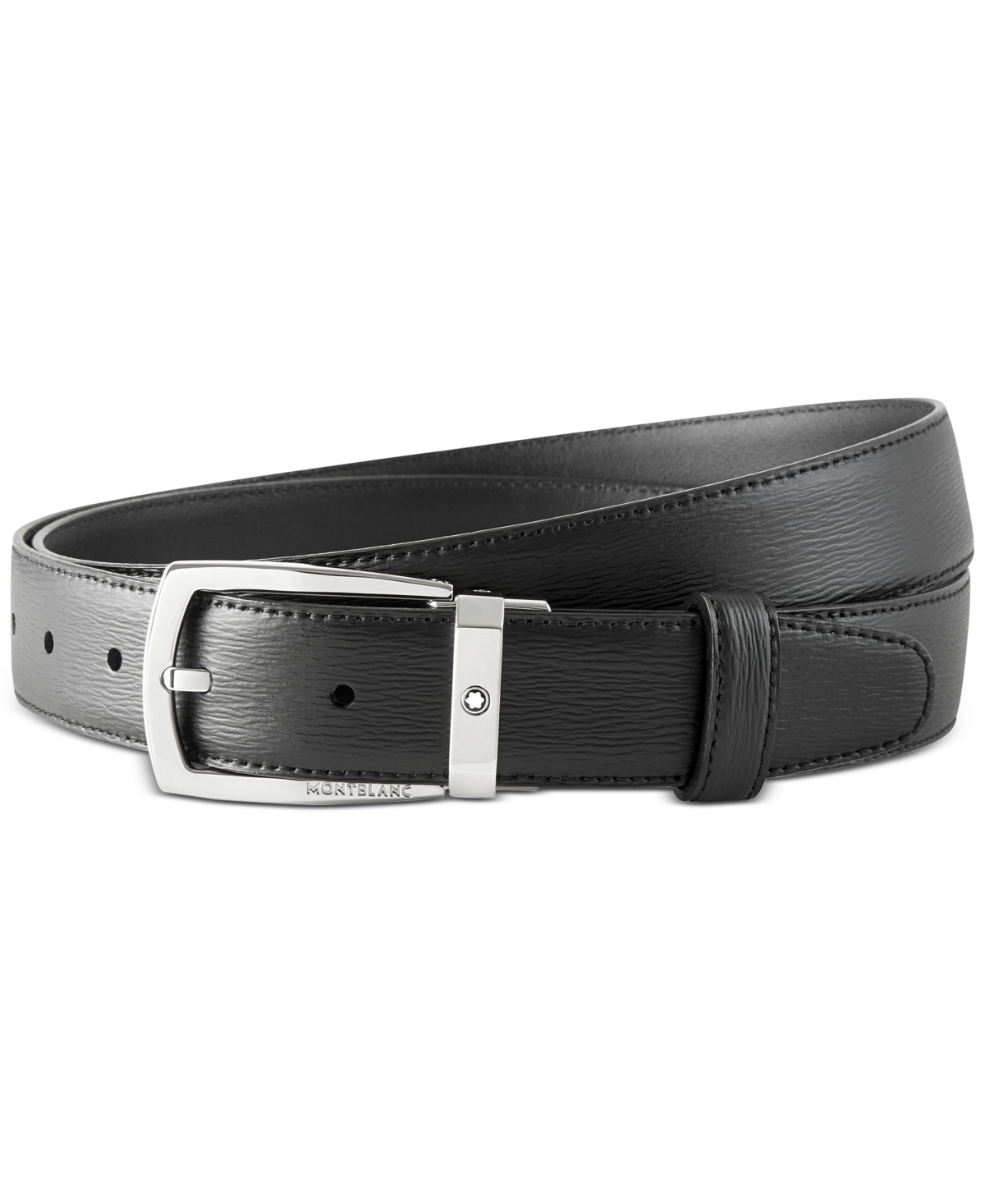 Shop Montblanc Men's Westside Trapeze Buckle Leather Belt In Black