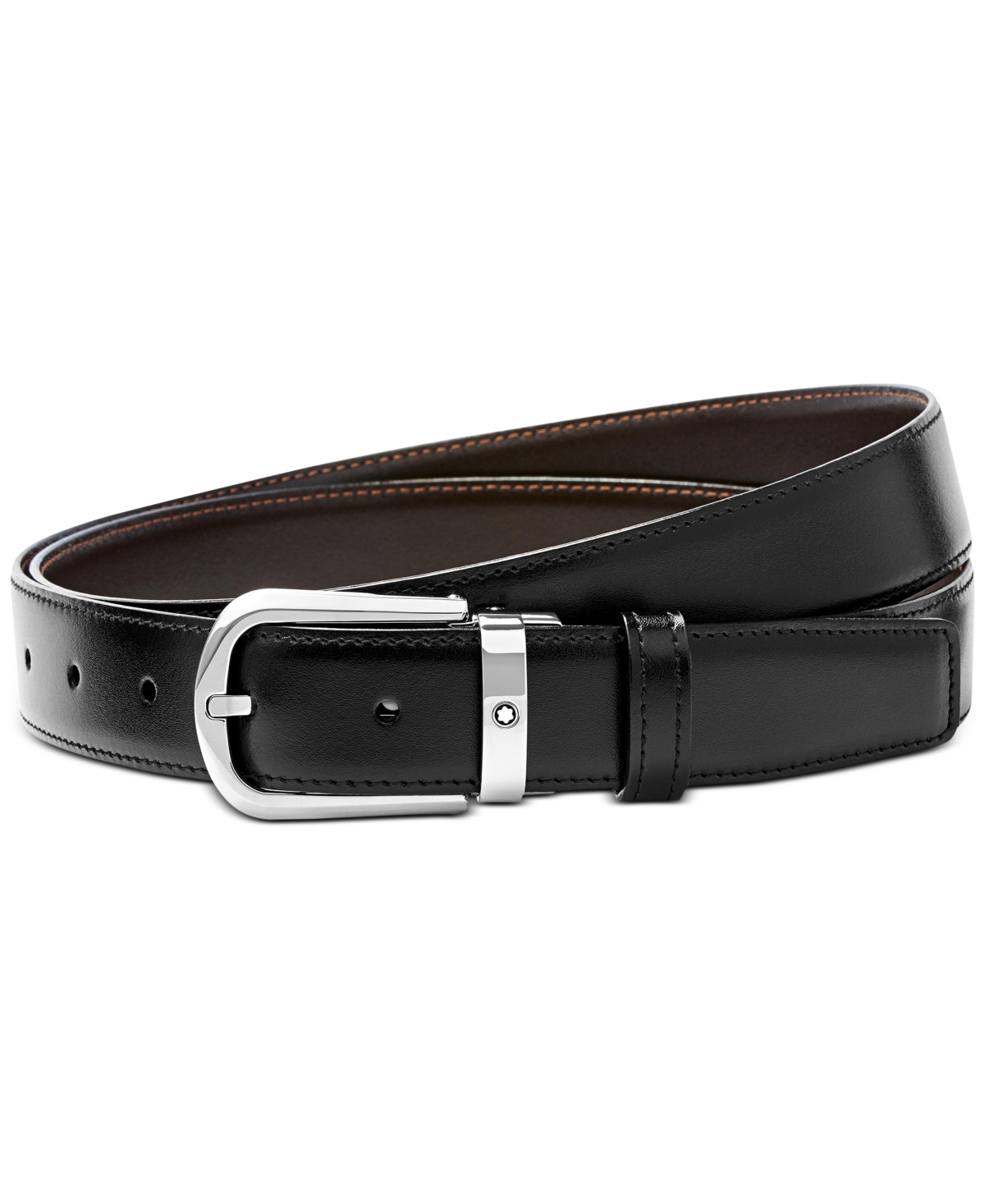 Montblanc Horseshoe Buckle Reversible Leather Belt In No Color