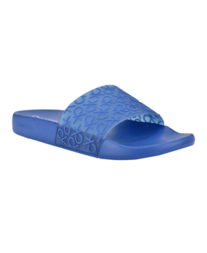 Calvin Klein Men's Alva Casual Slip-on Slide Sandals Men's Shoes In White