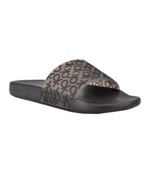 Shop Calvin Klein Men's Alva Casual Slip-on Slide Sandals In Black