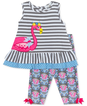 Rare Editions Baby Girls 2-Pc Flamingo Tunic & Printed Leggings Set