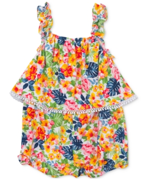 Rare Editions Baby Girls Floral-Print Romper