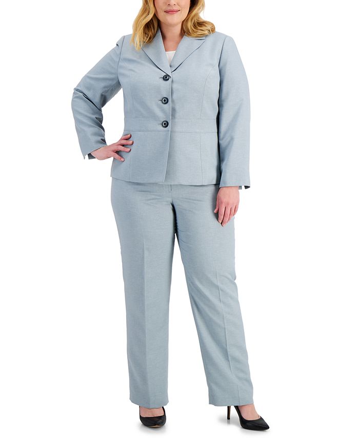 Le Suit Plus Size Three-Button Pantsuit - Macy's
