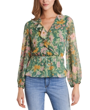 Vince Camuto Verona Garden Ruffled Surplice Top