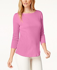 Pima Cotton  Boat-Neck Button-Shoulder Top, Created  for Macy's