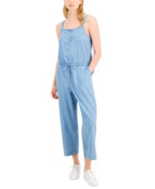 Drawstring-Waist Chambray Jumpsuit