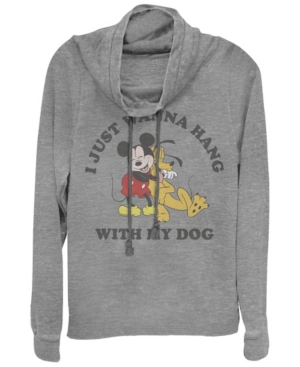 Juniors Disney Mickey Classic Mickey Dog Lover Cowl Neck T-shirt