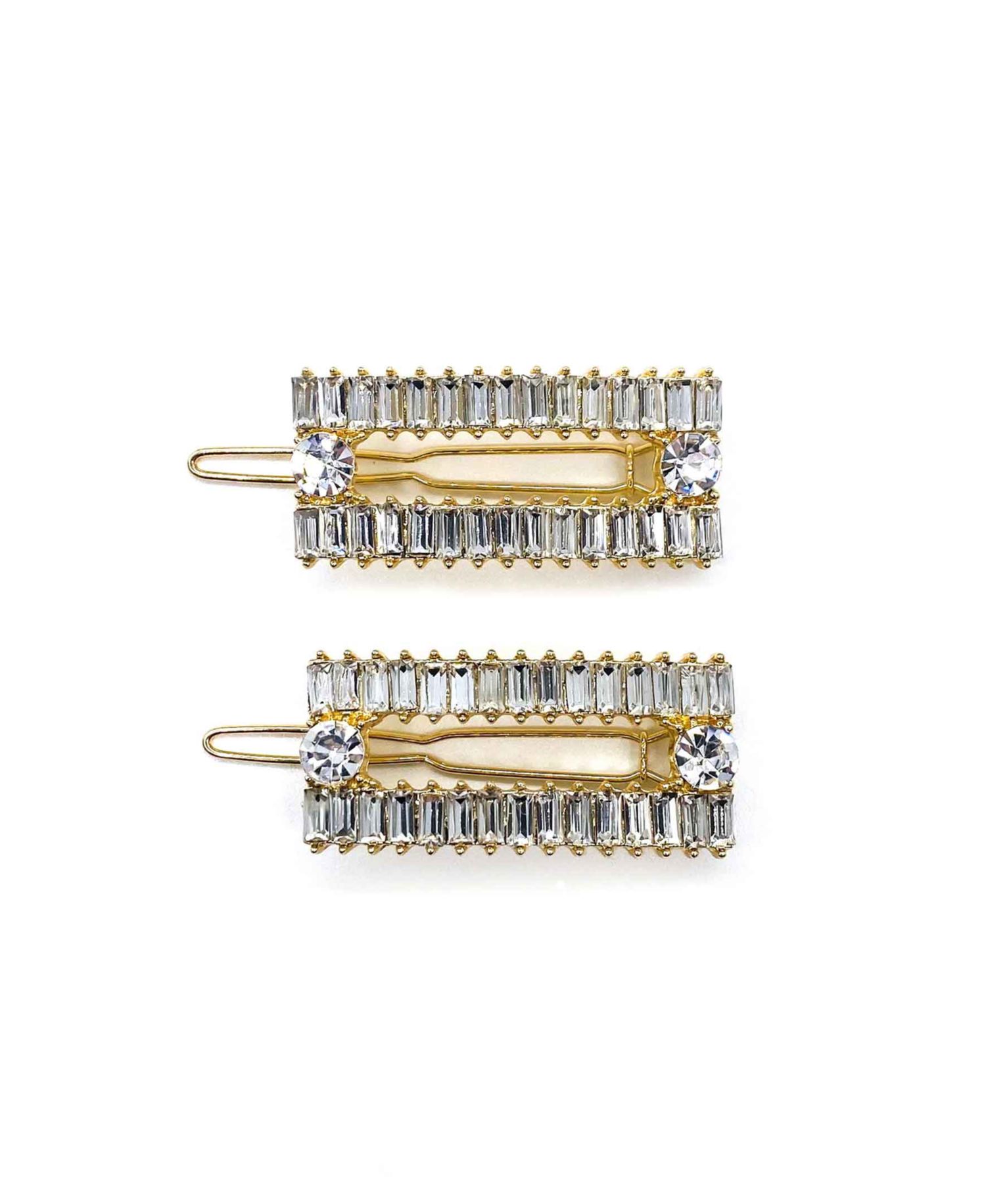 Women's Emerald Cut Rhinestones Barrette, Pack of 2