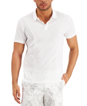 Alfani Men's Regular-Fit Pieced Ribbed-Knit Polo Shirt Created for Macy's