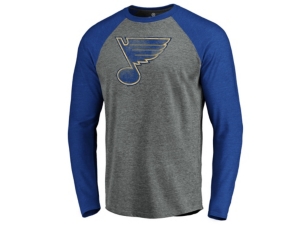 Majestic Men's St Louis Blues Vintage Logo Tri-Blend Long-Sleeve Raglan Shirt