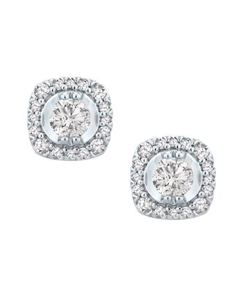 Macy's - Diamond Halo Stud Earrings (1 ct. t.w.) in 14k White Gold