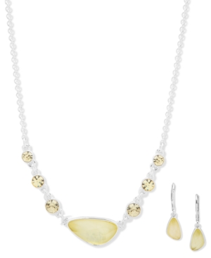 Anne Klein Crystal & Mother-of-Pearl Statement Necklace & Drop Earrings Set