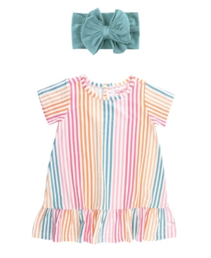 Baby Girls Daydream Stripe Swing Dress and Bow Headband Set