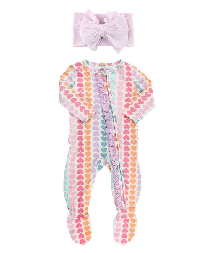 RuffleButts Baby Girls Footed Pajamas with Headband Macy's