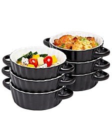 Bake and Serve 10 oz Souffle Dishes, Round Double Handle-Ramekins-Baking Mini Pie Dish with Handles, Set of 6