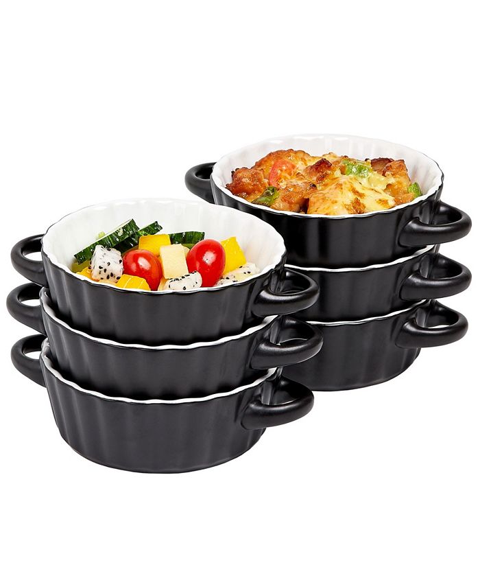 Bruntmor Bake and Serve 10 oz Souffle Dishes, Round Double Handle