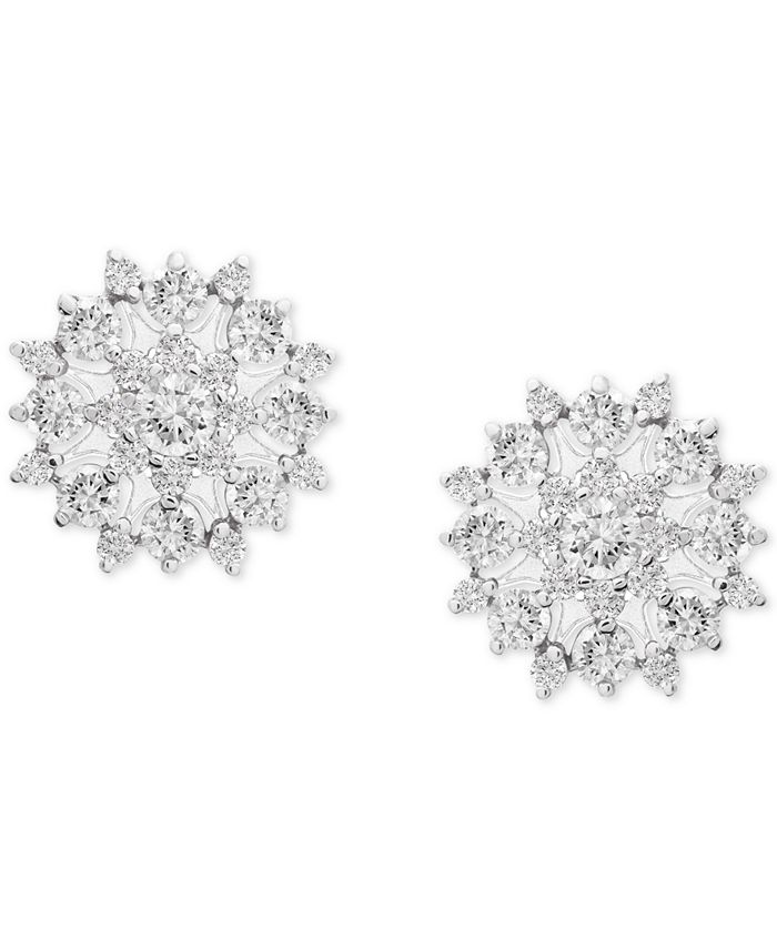 Macy's Diamond Flower Stud Earrings (1/2 ct. t.w.) in 10k White Gold