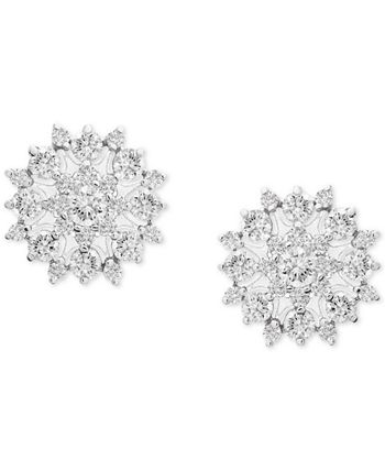 Macy's - Diamond Flower Stud Earrings (1/2 ct. t.w.) in 10k White Gold