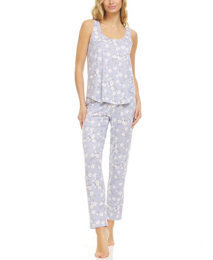 Flora by Flora Nikrooz Lace-Trim Tank Top Pajama Set - Macy's