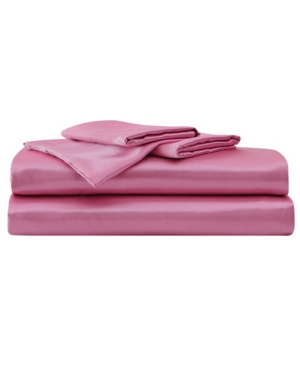 Betsey Johnson Solid Satin 3 Piece Sheet Set, Twin In Chateau Rose