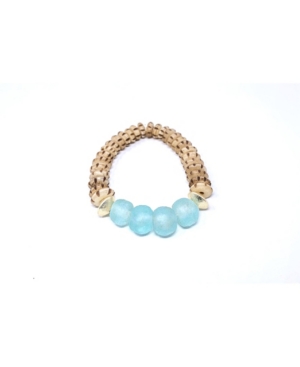 Katie's Cottage Barn Stunning Pebble Wooden Bead Stretch Bracelet In Turquoise