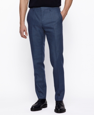 Hugo Boss Boss Men's Micro-pattern Slim-fit Pants In Open Blue | ModeSens