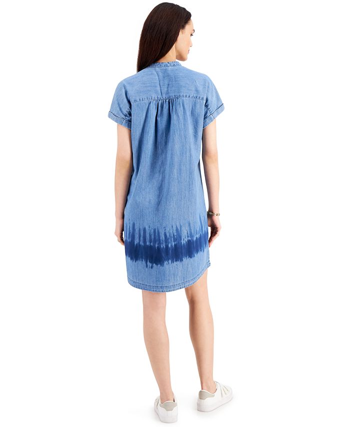 Style & Co Cotton Tie-Dyed Camp Shirtdress, Created for Macy's - Macy's