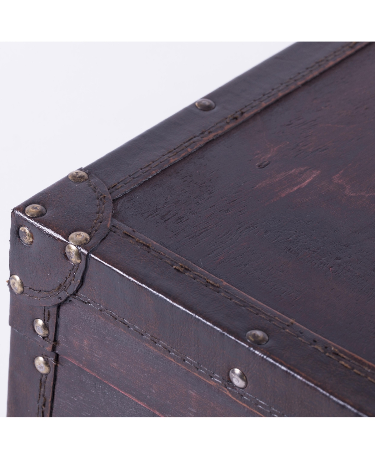 Vintiquewise Vintage-Like Style Wooden Suitcase with Leather Trim