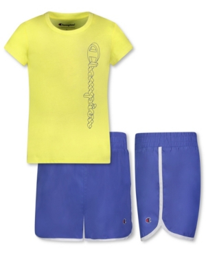 Champion Toddler Girls 3D Script Tee Binding Woven Short 2 Piece Set